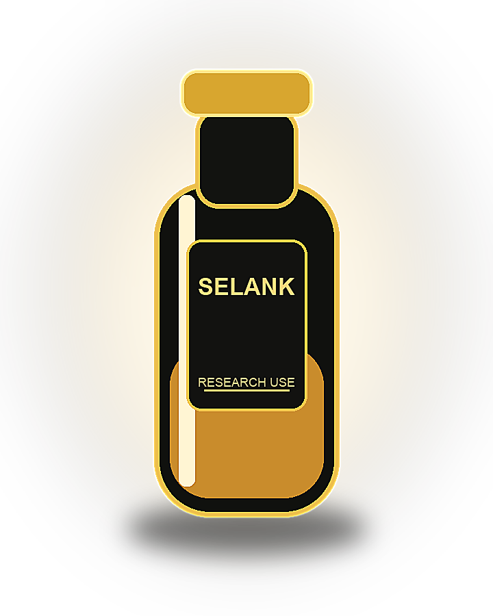 Gold product bottle labeled Selank